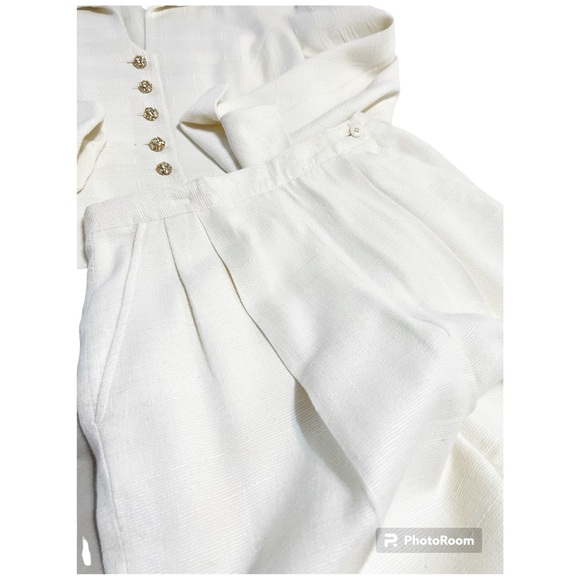 Christian Dior Vintage Jacket Size 6 Slacks Size 8 Cotton Linen Button Elegant - Picture 15 of 15